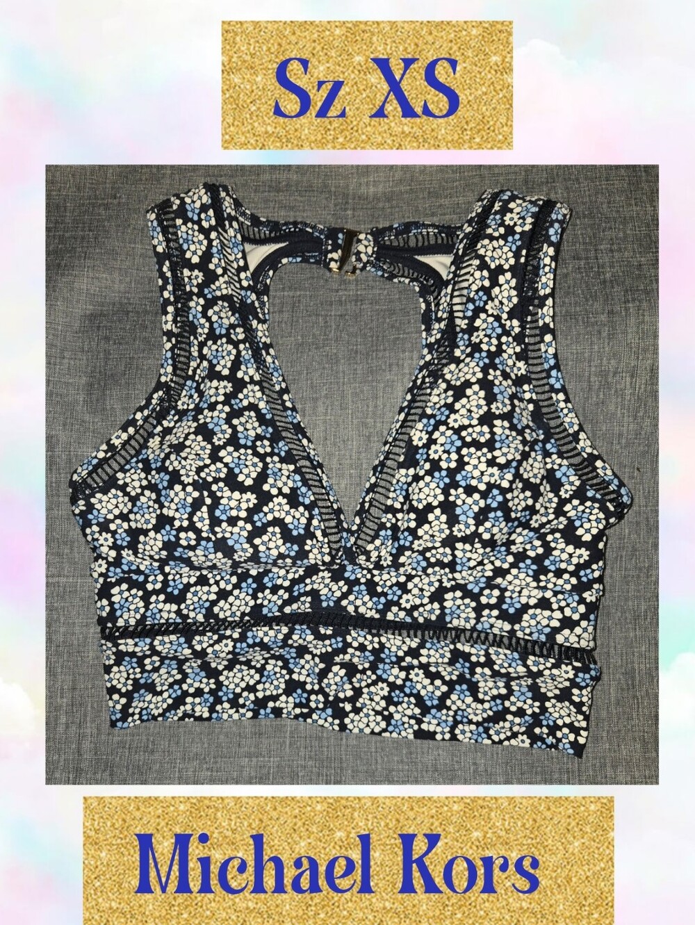 Michael Kors Women's Black Floral Swim Top - XS